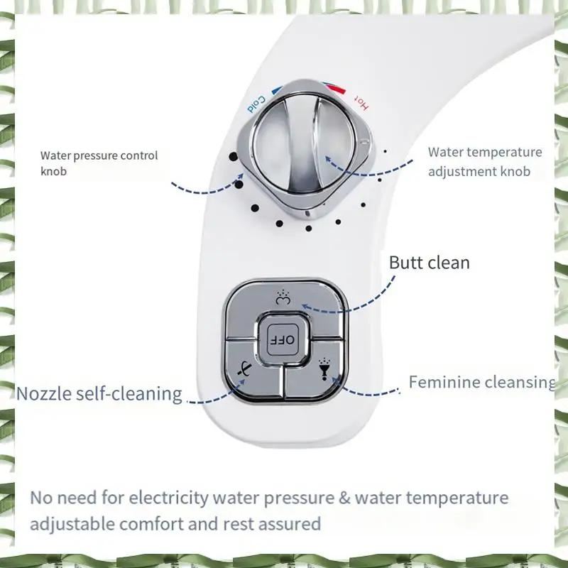 Bidet Attachment Sprayer For Toilet Non-Electric Self-Cleaning Dual Retractable Nozzles Adjustable Water Pressure B Easy Install