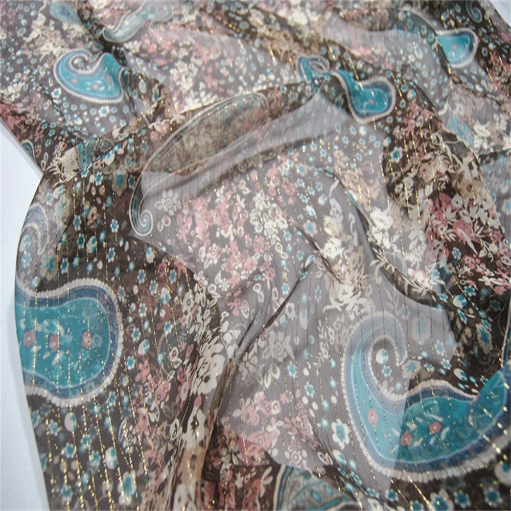 Popular Cheap Great Material Classic Style Hot Sale Nice Color Cashew Silk Metallic Line for Nice Dress