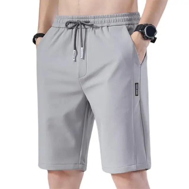 Summer Men's Sport Shorts Straight Loose Type 2022 Male Casual Shorts Solid Elastic Waist