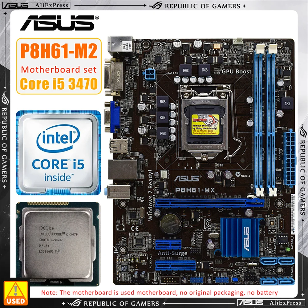 Asus p8h61 mx motherboard i5 3470 cpu package uses intel h61 chipset