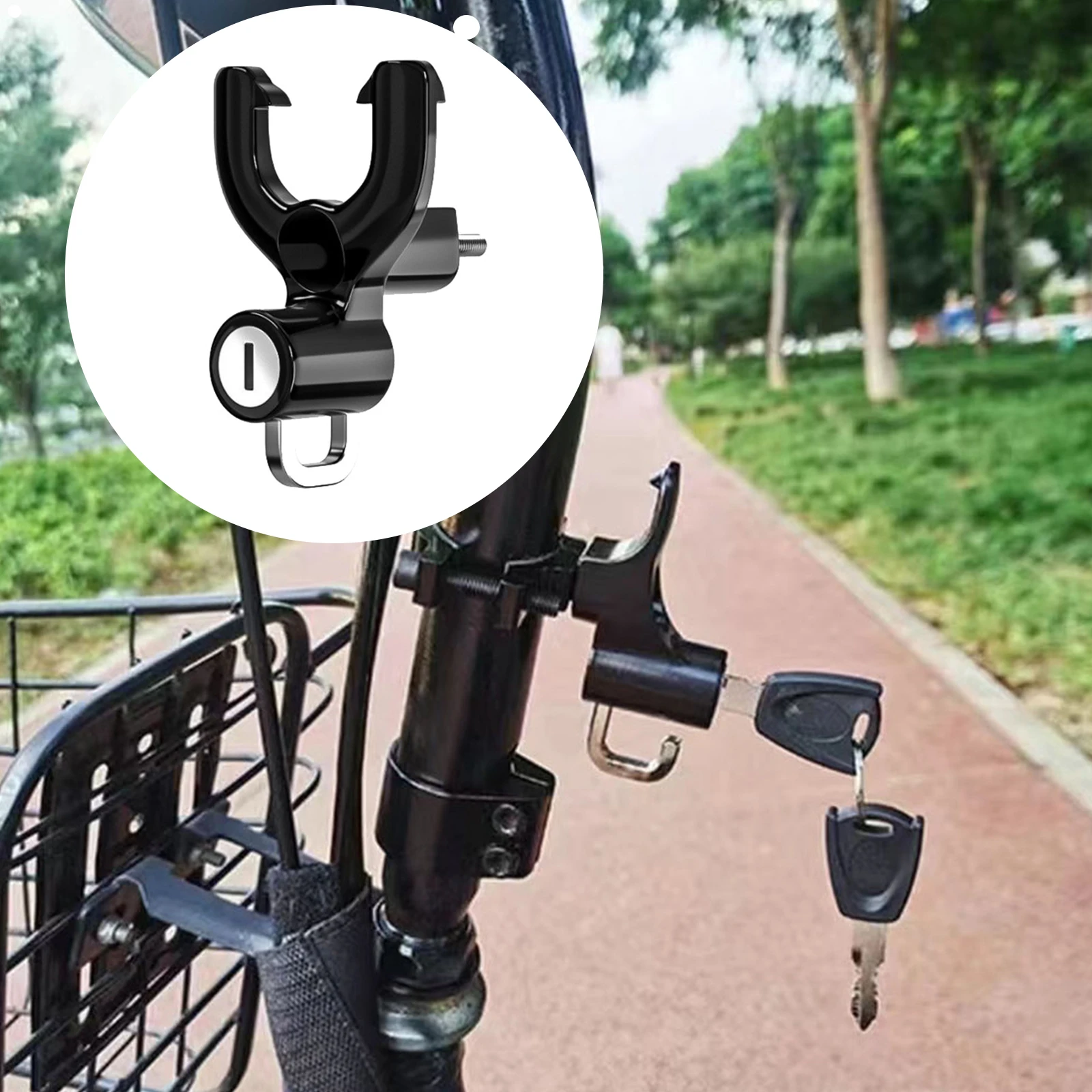 

Universal Metal Motorcycle Helmet Lock Bike Handlebar Helmet Anti-theft Safety Lock Accessories wih Hooks and Two Keys