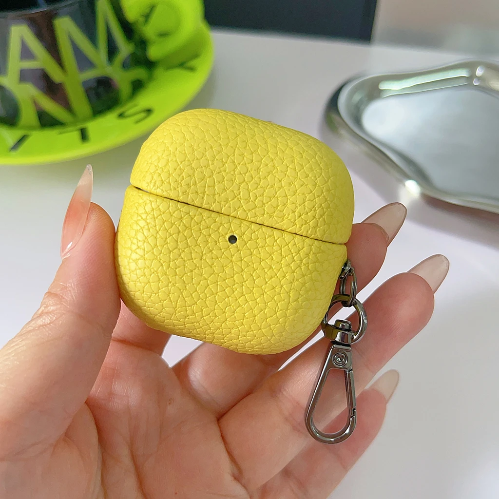 Vintage Premium Lychee Texture PU Leather Earphone Cover Case with Hook in Multiple Colors