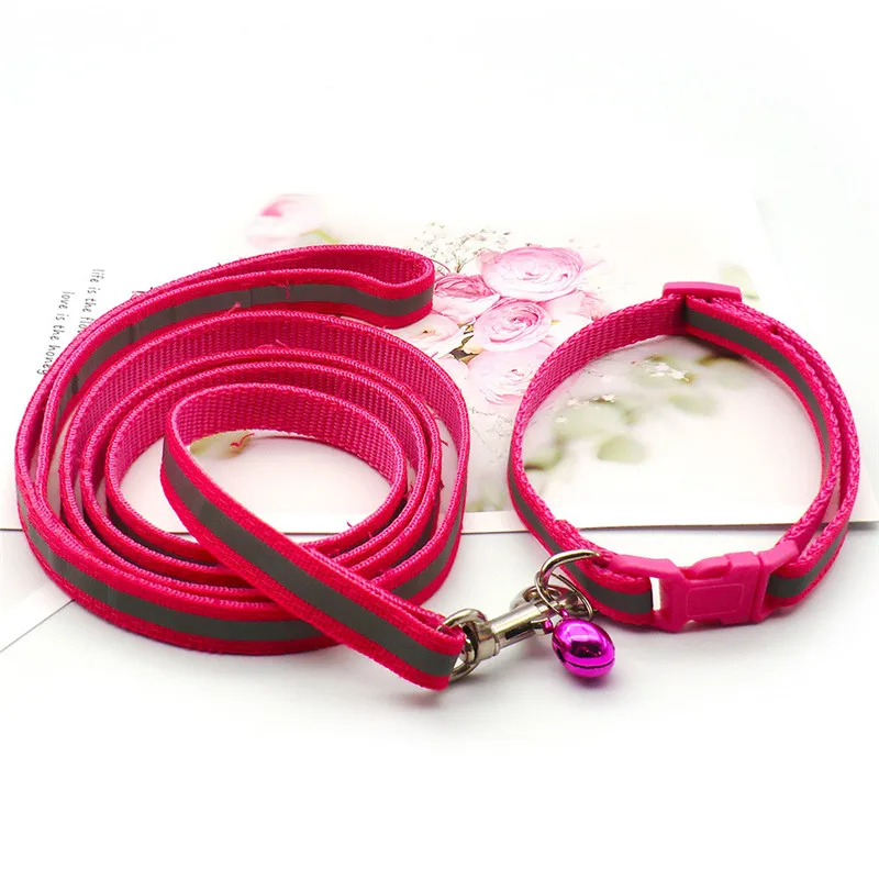 Reflective Pet Leash Kitten and Dog Collar Adjustable Walking Rope Set for Dogs and Cats Go Out Traveling Pet Accessories 