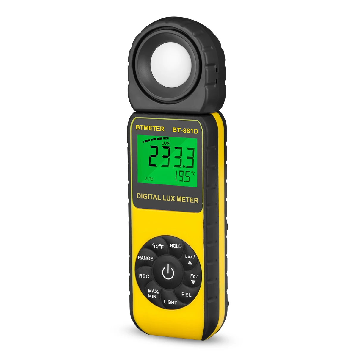 BTMETER-Цифровой Желтый осветитель портативный экологический термометр с ЖК-дисплеем с вращающейся головкой датчика LUX/FC