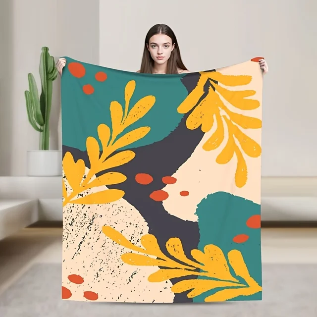 Abstract Plant Flannel Blanket 1