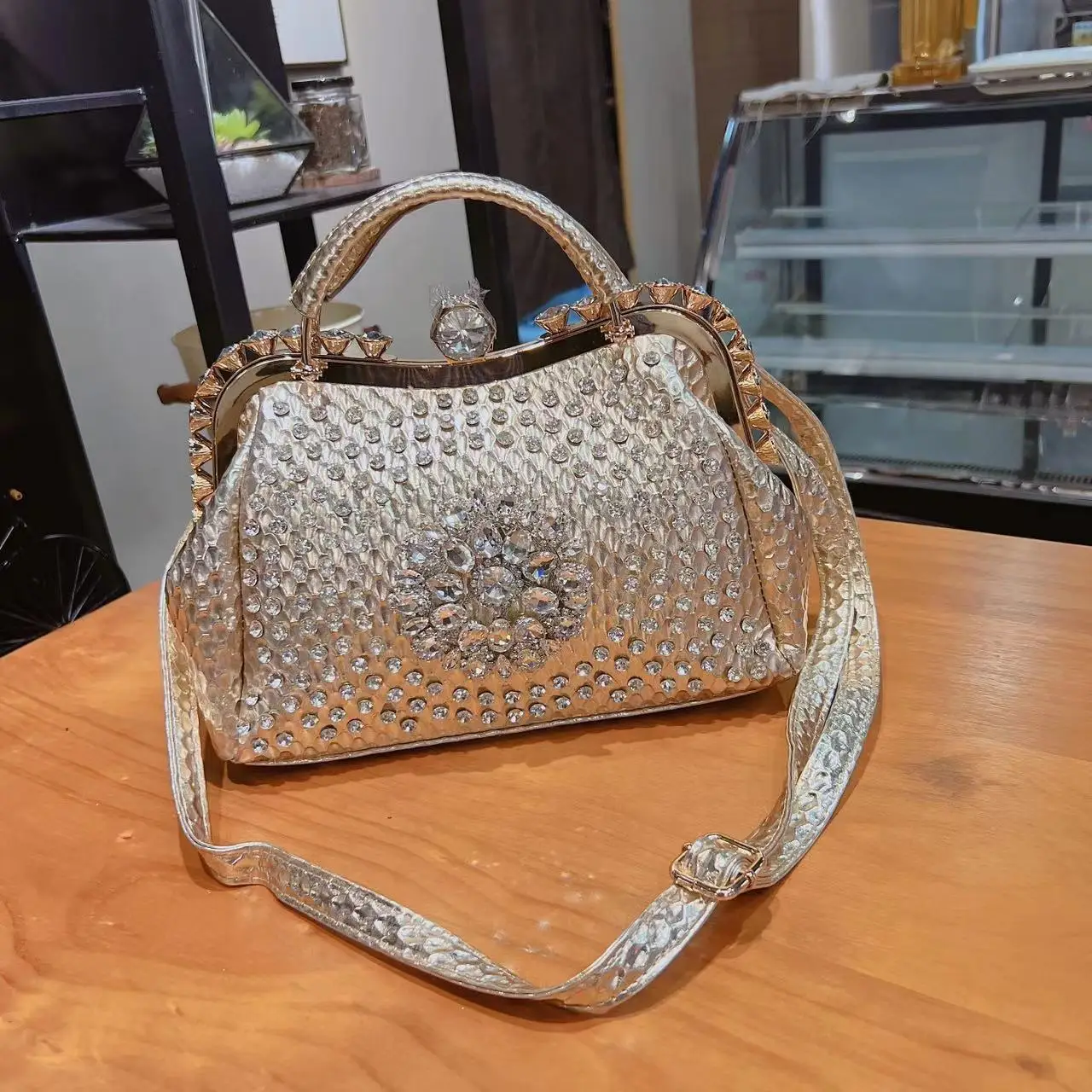 2024 New Luxury Fashion Diamonds Women's Handbags Leather