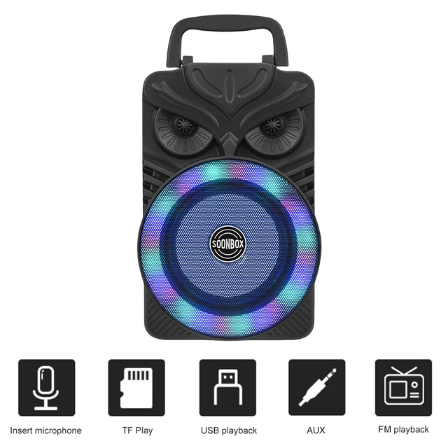 HiFi Bluetooth-Compatible Speaker FM Radio Aux HiFi Stereo Subwoofer RGB Light Karaoke Handheld Sound Subwoofer HIFI Loudspeaker 1