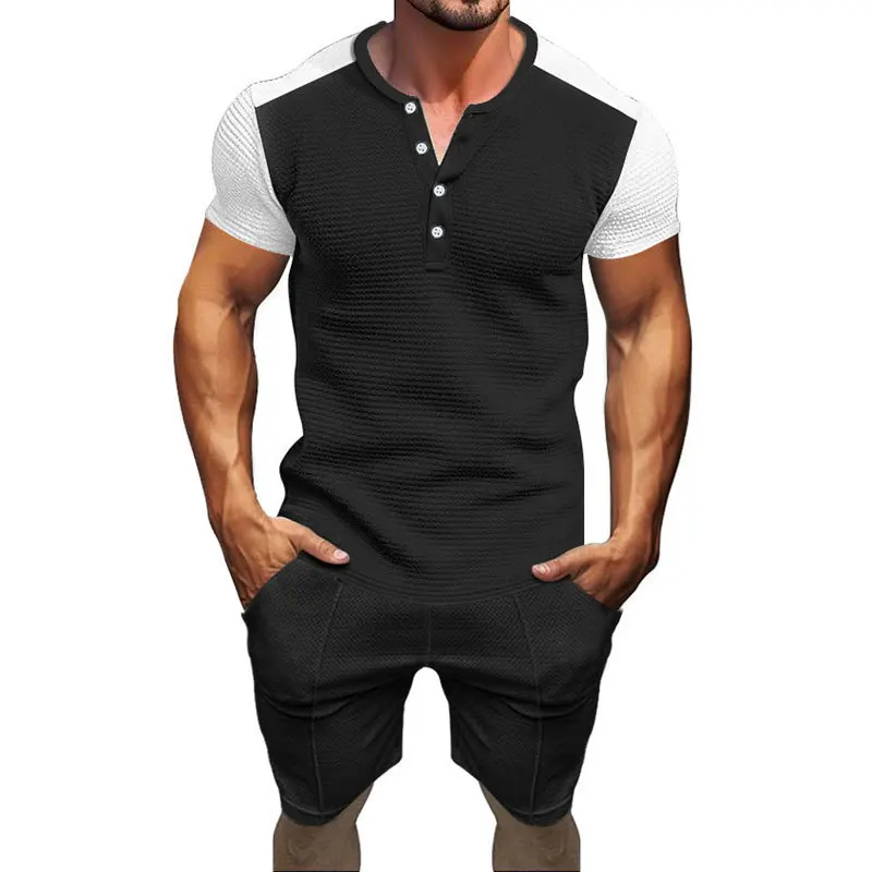 Summer men's suit Fashion Sportswear Men's short sleeve T-shirt + Sportswear shorts Men's casual men's jogging suit