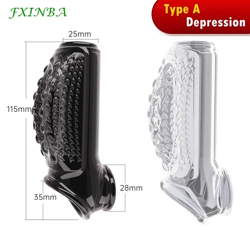 FXINBA New Thicken Foreskin Correction Penis Sleeve Clear Male Delay Ejaculation Cock Ring Sex Toy For Men Dick Extender Condom