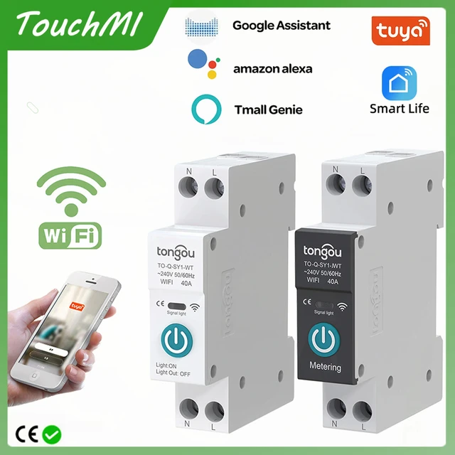 TUYA-disyuntor inteligente WiFi, protección contra sobrecorriente y bajo  voltaje, medición de energía, 1P, 63A, interruptor de Control remoto  inalámbrico - AliExpress