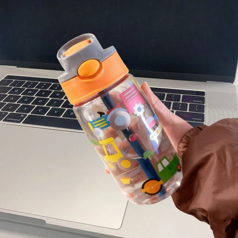 Charming 480ml BPA-Free Water Bottle with Straw & Leak-Proof Lid