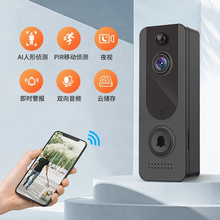 WiFi Video Doorbell with Human Detection, HD Night & Remote Monitoring, Battery Included
