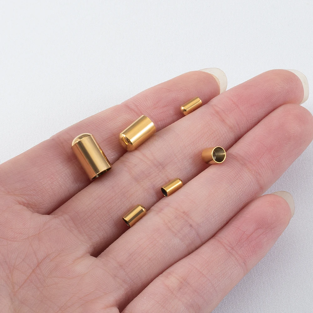 20 Stück Edelstahl-Crimpverschlüsse zum Selbermachen, Kordel, Armbandverschluss, Endkappen, Leder, Halskette, Zubehör, Erkenntnisse für die Schmuckherstellung, DIY – Detail 4