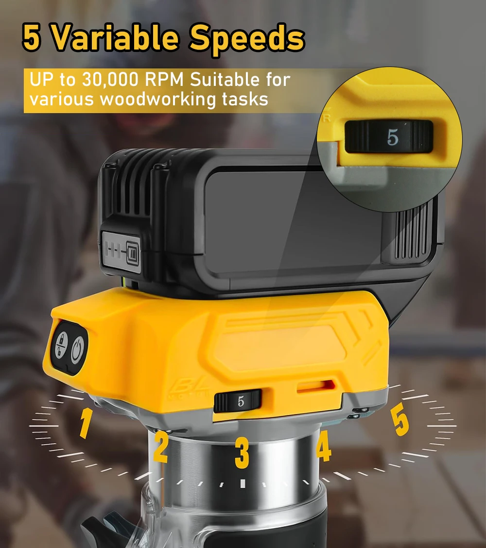2000W Electric Router 21V Brushless Trimmer Heavy Duty Woodworking Engraving Tri
