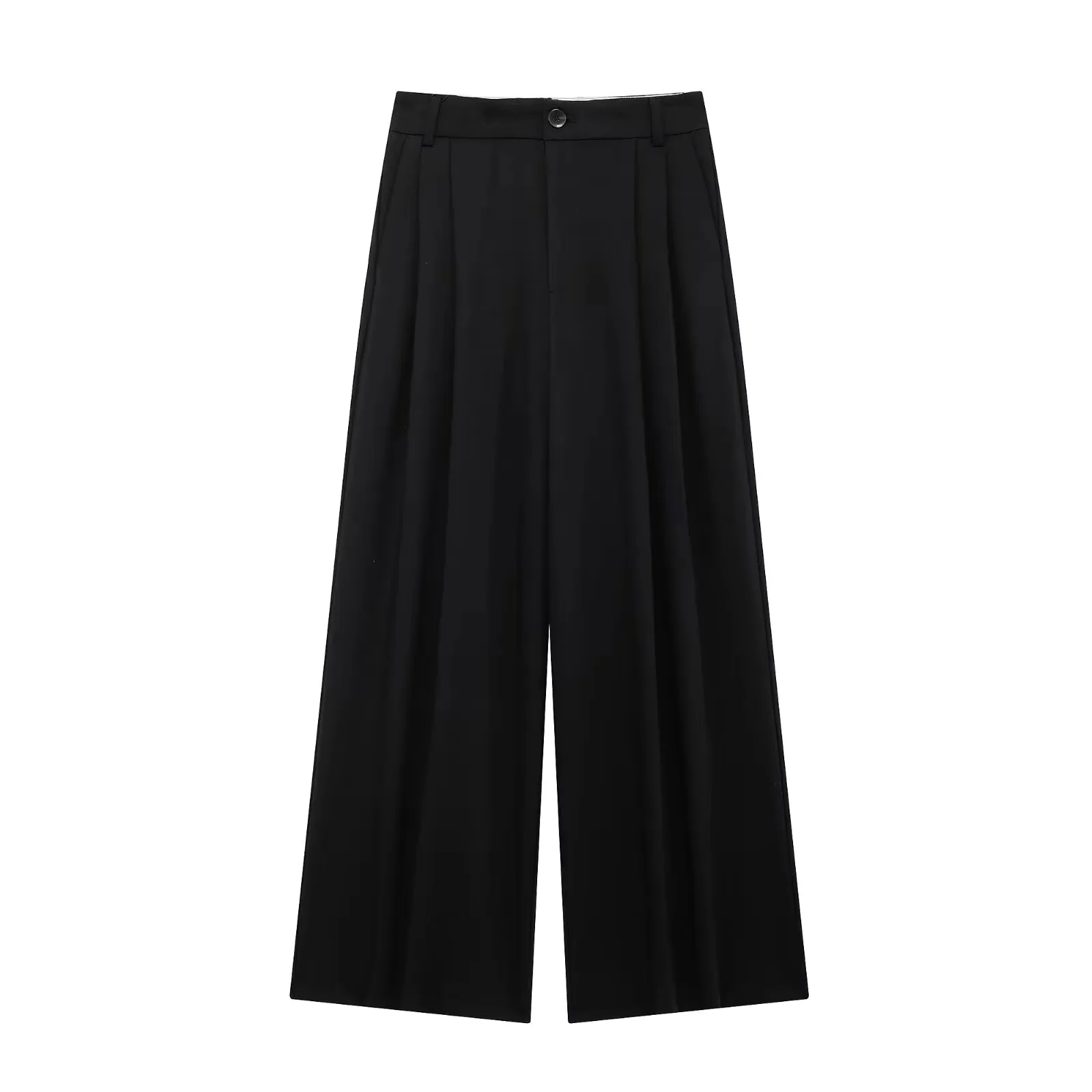 HH Women Casual Solid Straight Pants 2024 New Fashion Female Loose High Waist Zipper Fly Trousers Vintage Office Lady Pants