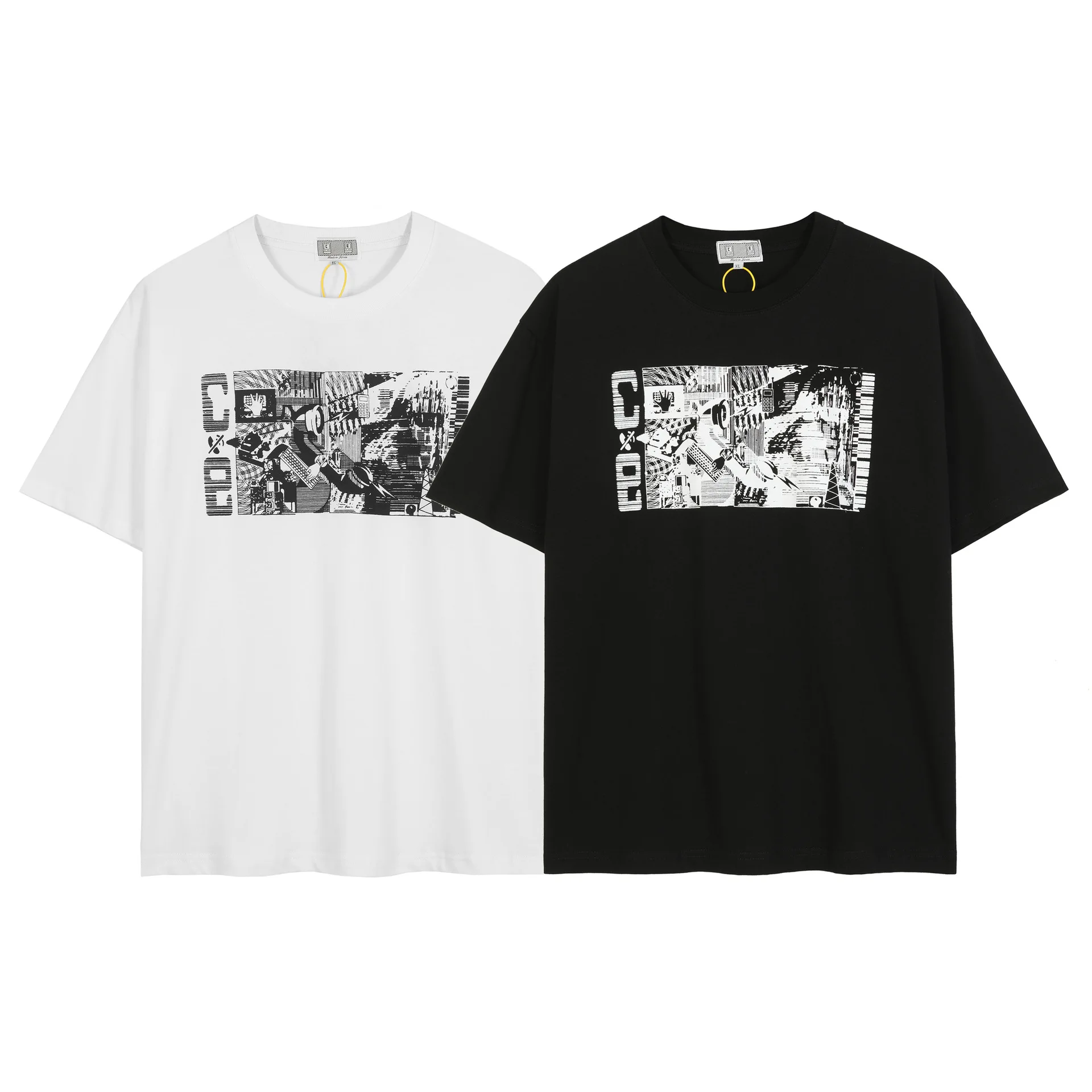 

CAVEMPT C.E T-shirt Men Women 1:1 Vintage Abstract Phone Print T-shirt C.E Top