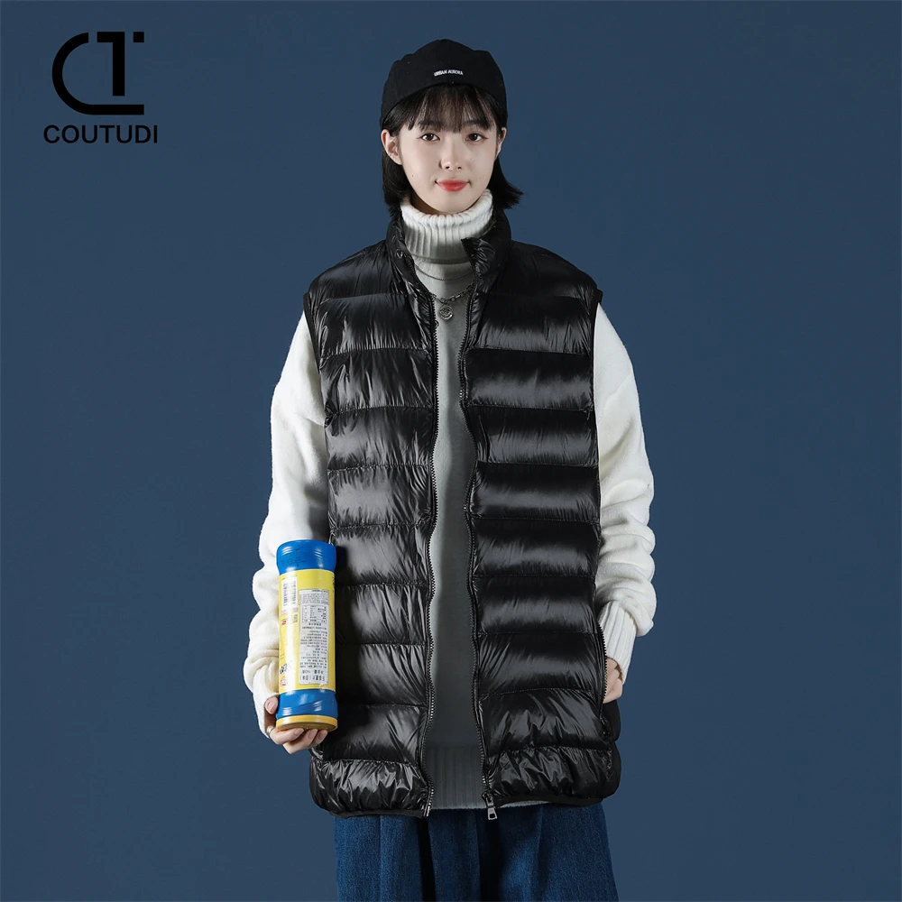 COUTUDI-Sleeveless Puffer Jacket for Women, Ultra Light, Packable, Warm White Duck Down Vest Coat, Lightweight Outwear,Waistcoat