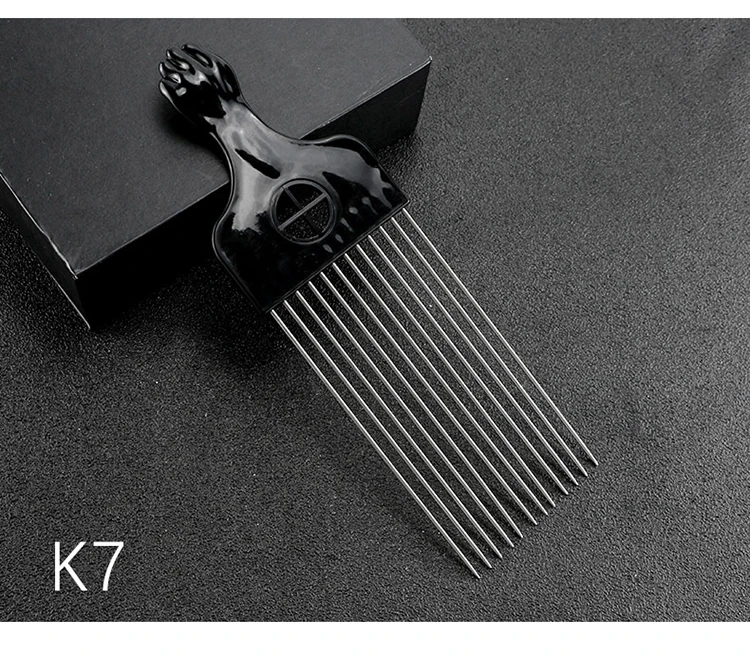 Black Metal African American Pick Comb Hair Combs Hair Comb for Hairdressing Styling Tool Salon Barber Shop Accessories 6 Style