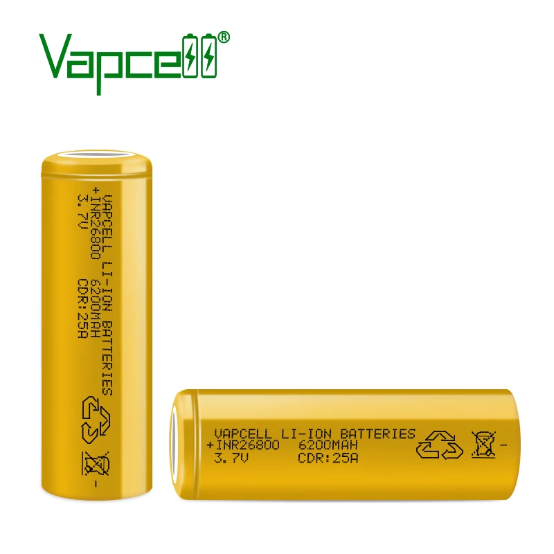 1-6pcs Original Vapcell 26800 battery INR26800 6200mah 25A Batteries 3.7V Rechargable Cell High Capacity Vapcell Battery