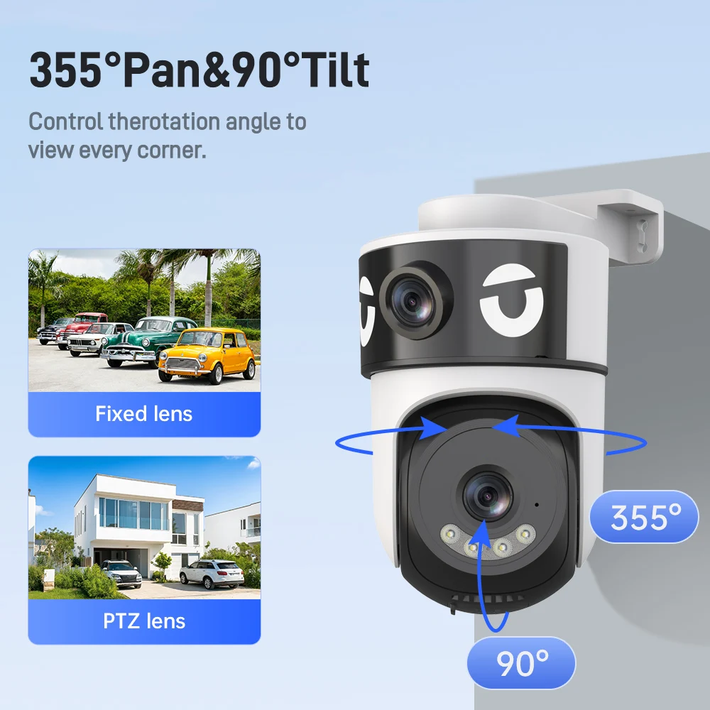 5K 10MP WiFi Camera Waterproof Dual Lens Dual Screen CCTV Security Protection Ai Tracking Street Cam Surveillance O-kam Pro 4
