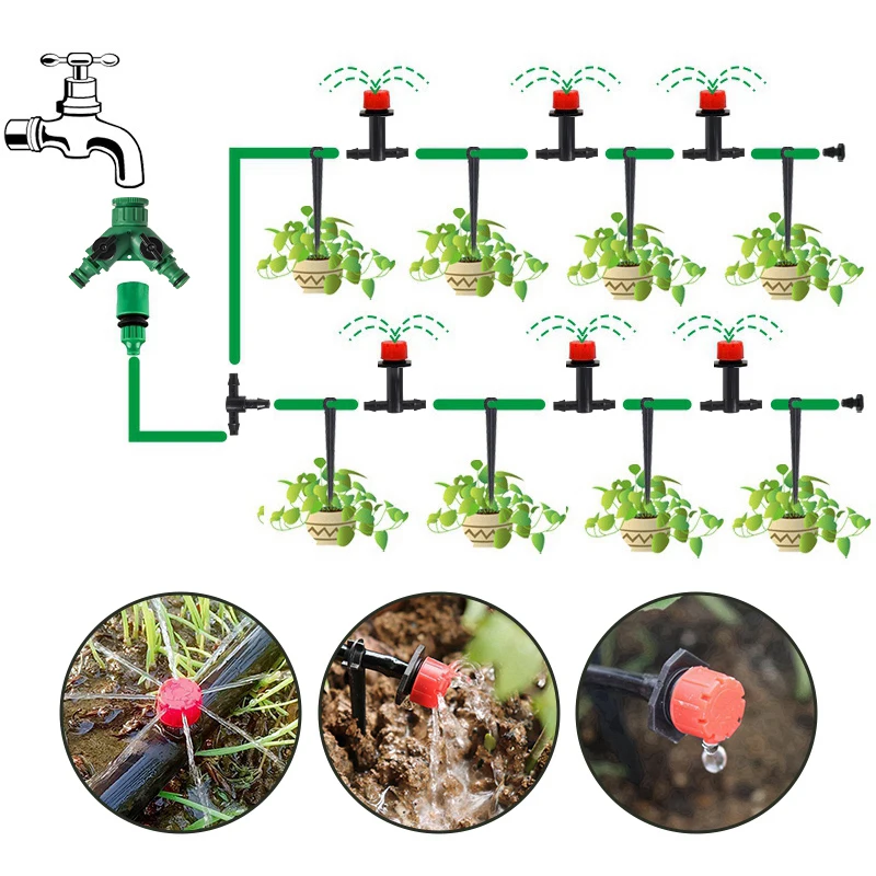 10-50M DIY Drip Irrigation System Kit Garden Automatic Hose Micro
