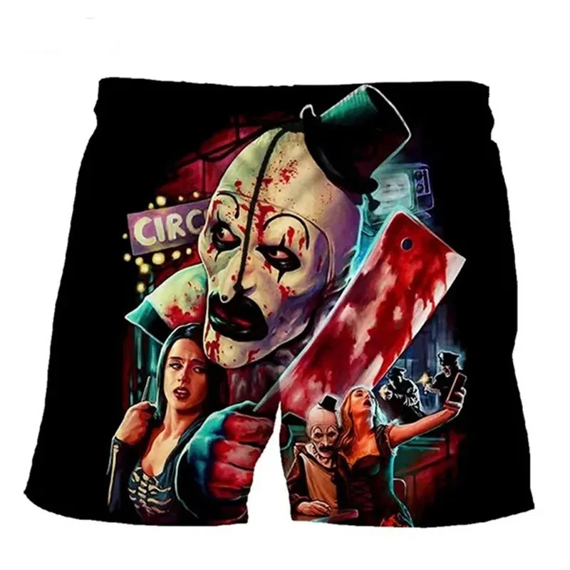 Terrifier 2 Horror Movie 3D Print Beach Shorts Men's Hip Hop Oversized Surfing Board Sport Pants Swimsuits Trunks Kids Clothing 3