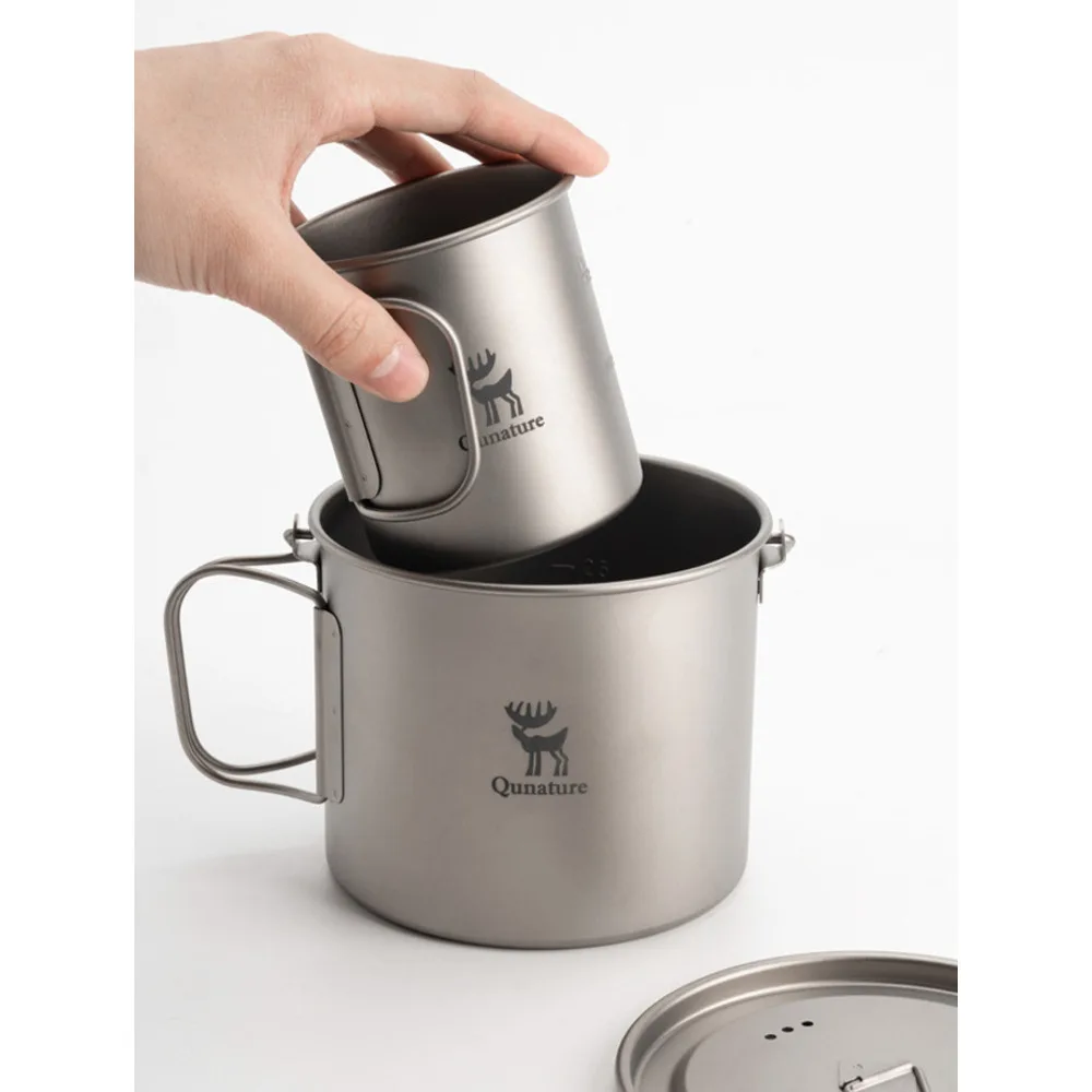 Outdoor pure titanium camping can be lifted, water stewing soup, boiling tea cup, folding mug_voghion.com