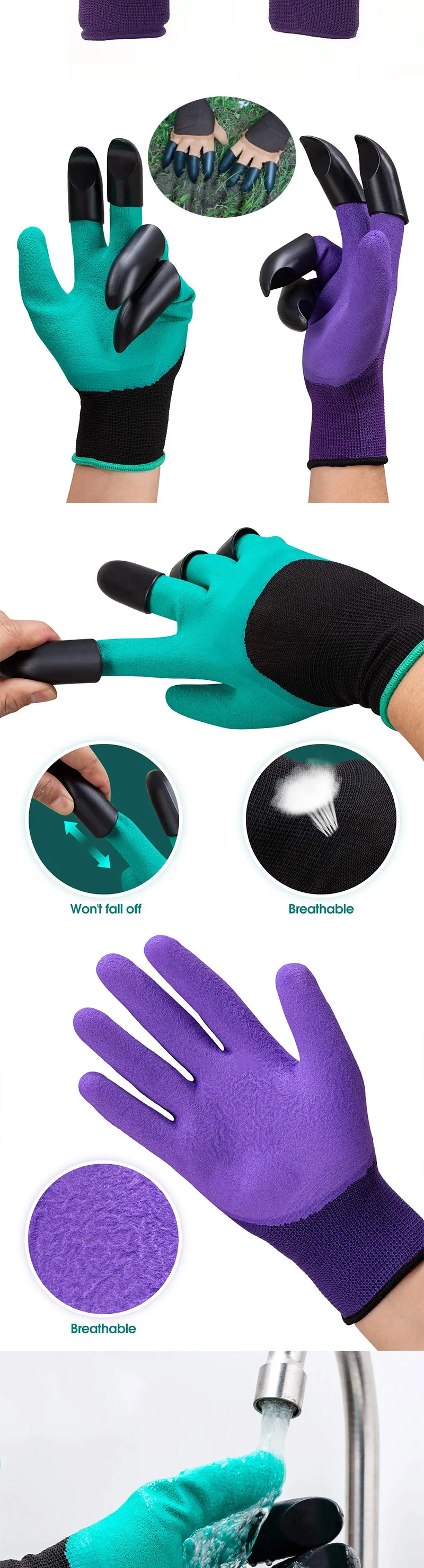 Description Picture 3 of itemGardening Gloves Breathable Waterproof Earth-Digging Gloves Garden Planting Sting-Resistant Protective Latex Gloves With Claws