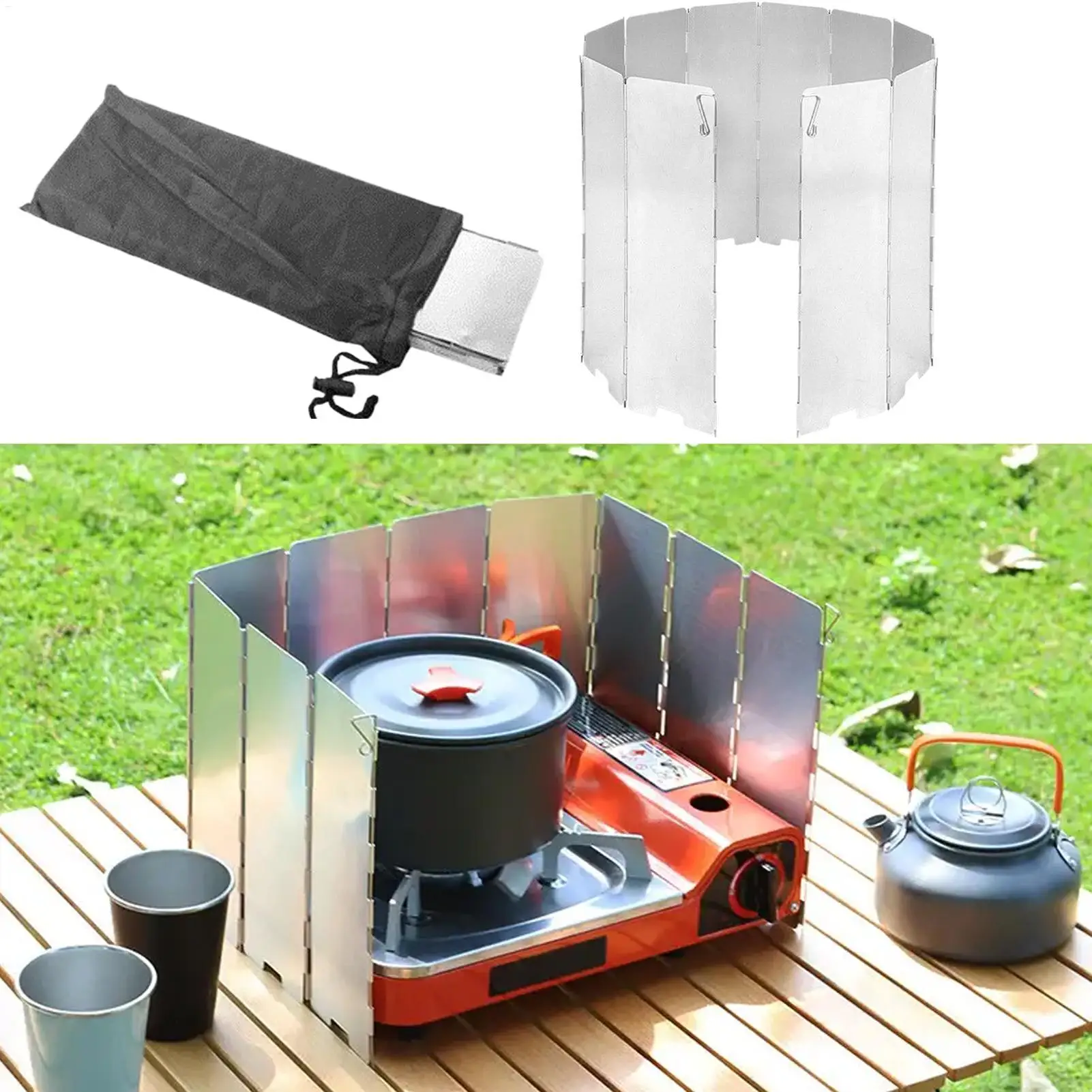 Camping Stove Windscreen Foldable Wind Shield For Grill Space-saving Stove Windscreen For Mountaineering Camping Backpacking