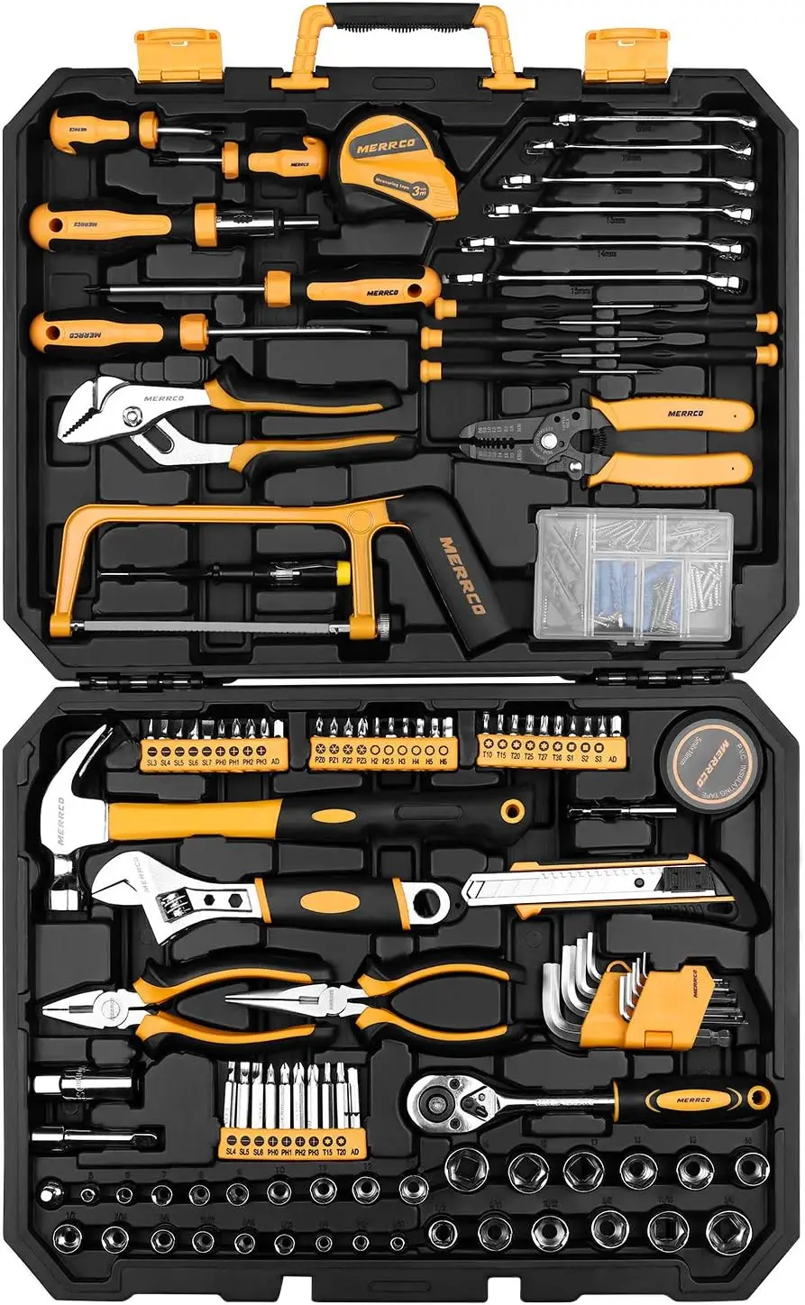 Steel Home Repair Tool Kit with Plastic Toolbox