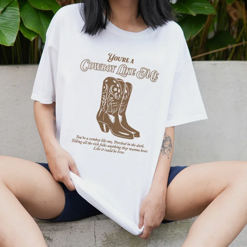 Women's Cowgirl Shirt Graphic Tee | Western Cowboy Hat & Boots Design, Let's Go Girls Top - View #6