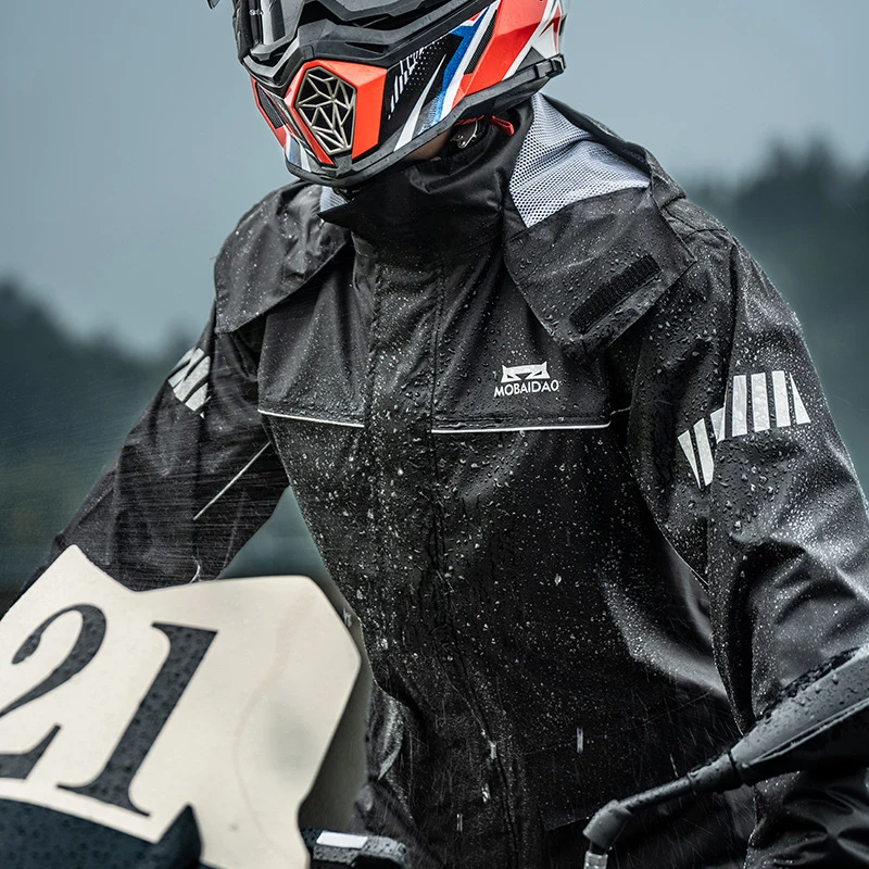 Motorcycle Raincoat Suit Rainstorm Waterproof Split Jackets Pants Light Portable Reflective Set Comfortable Durable For Outdoor