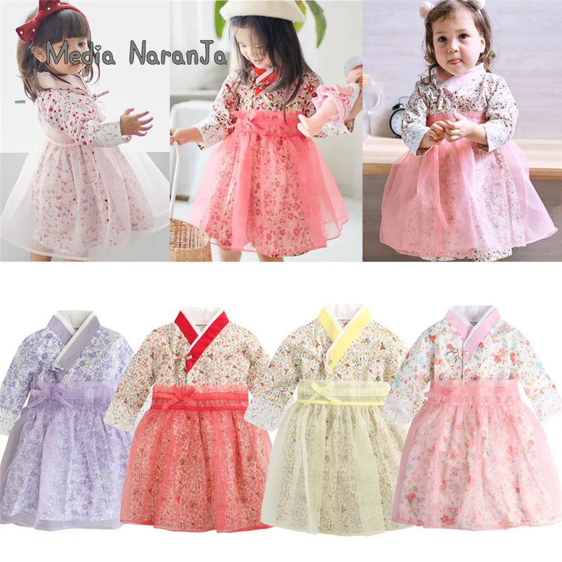 봄 여름 한국 스타일 소녀 전통 한복 드레스, 소녀 드레스, 사진 의상 