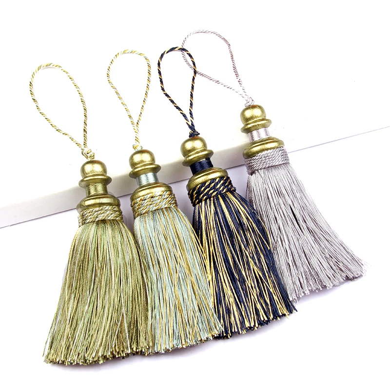 Golden Tassel Fringe Decorative Silk Rope for Home Decor and DIY Crafts
