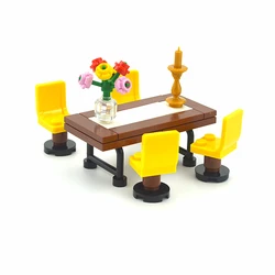 Gold Box Cityscape Building Blocks Kit - Creative DIY Educational Toy Set (Dining table 1set)