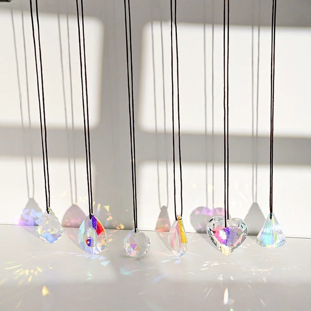 Crystal Rainbow Prisms Suncatcher Lógó Diy Kristalle Medál Díszál Tiszta Csillár Tartozékok Ólomüveg Cseppek Dekoráció