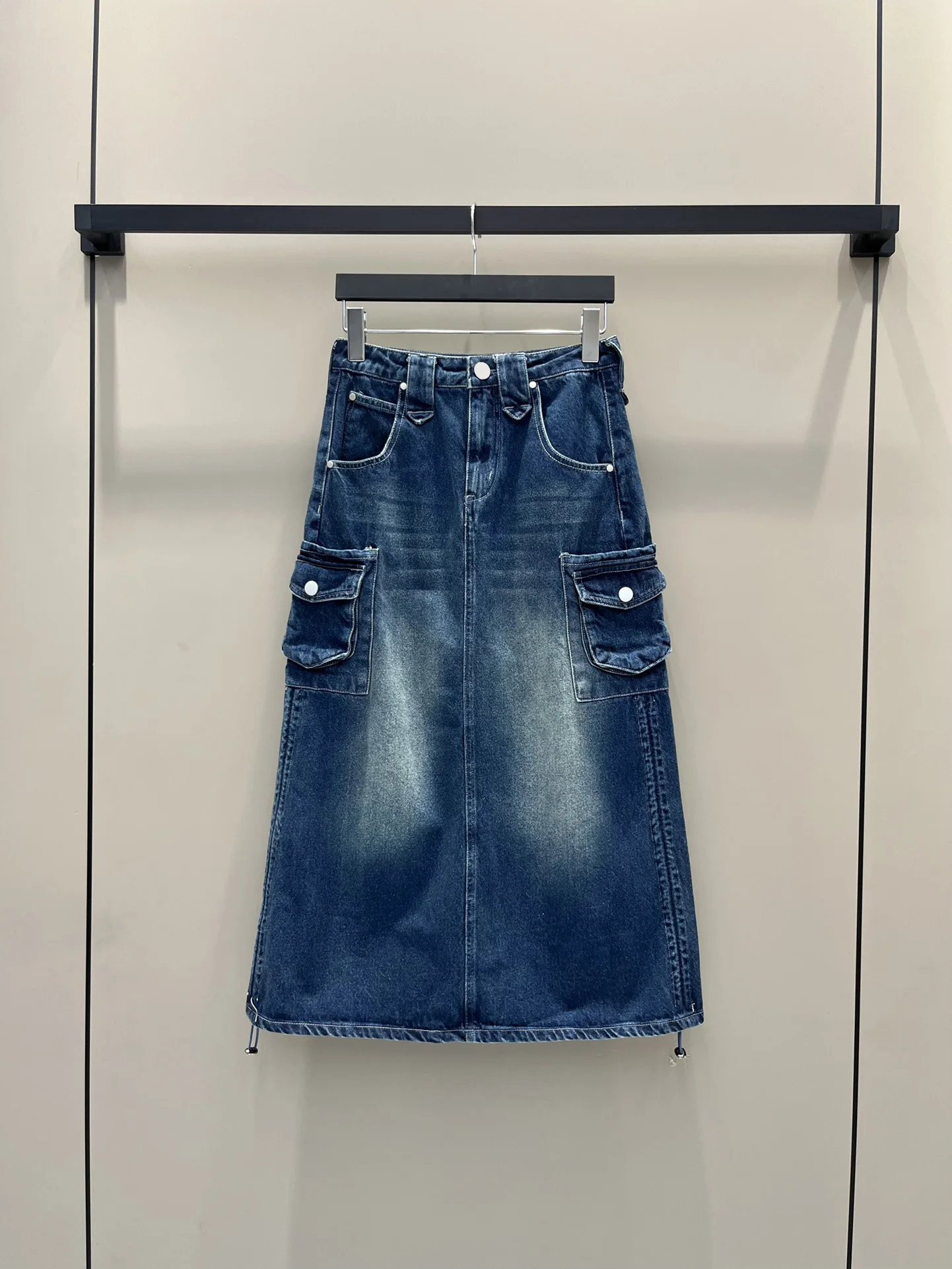 

2023 Pre-fall new, vintage high-waisted split denim half dress! Tooling style, super soft fabric, retractable on both sides