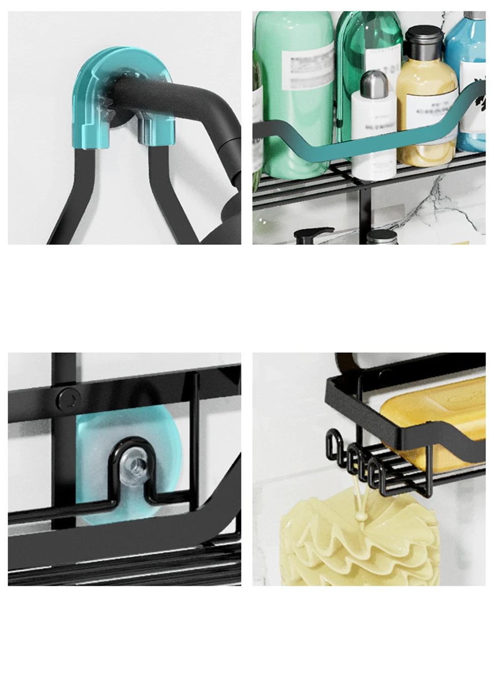 Description Picture 4 of itemWrought Iron Toilet Rain Head Hanger Bathroom Rack Shampoo Shower Gel Storage Rack Shower Room Storage Bathroom Accessories