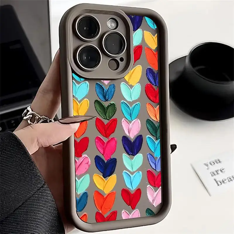Colorful Love Heart Silicone Shockproof Case for Motorola Edge 50 Fusion