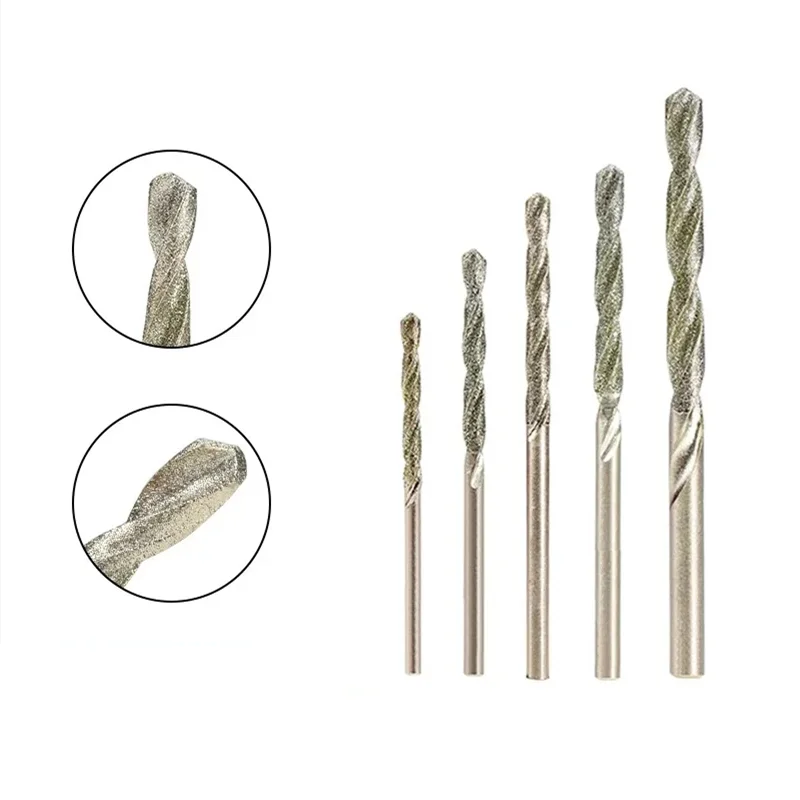 Punta da trapano rivestita diamantata 5/10pcs 0.8mm-4.0mm punta da trapano a torsione Micro HSS per foratura di fori per mattoni di marmo di pietra per piastrelle