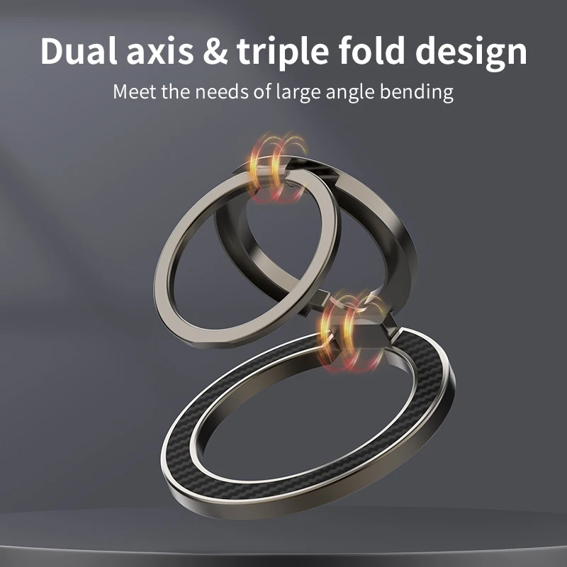 360° Carbon Fiber Magnetic Mobile Phone Stand with Ring Holder Grip