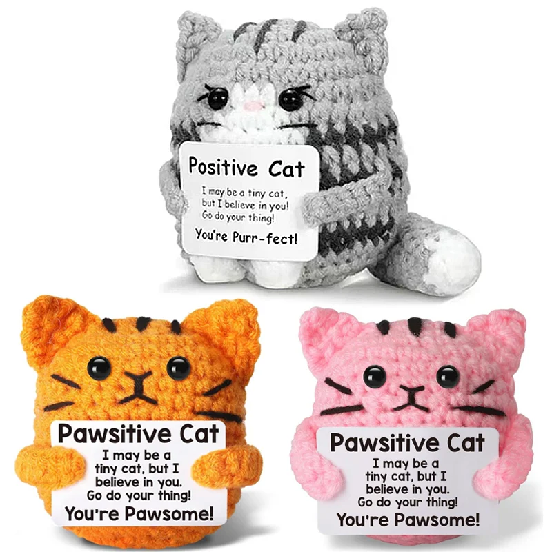 Funny Crochet Positive Energy Cat Doll Handmade Knitted Flower Bee Ornament Christmas Gifts with Card Home Room Decoration 2 Sfc92c8446b9f4992a861664ebb3c9631g