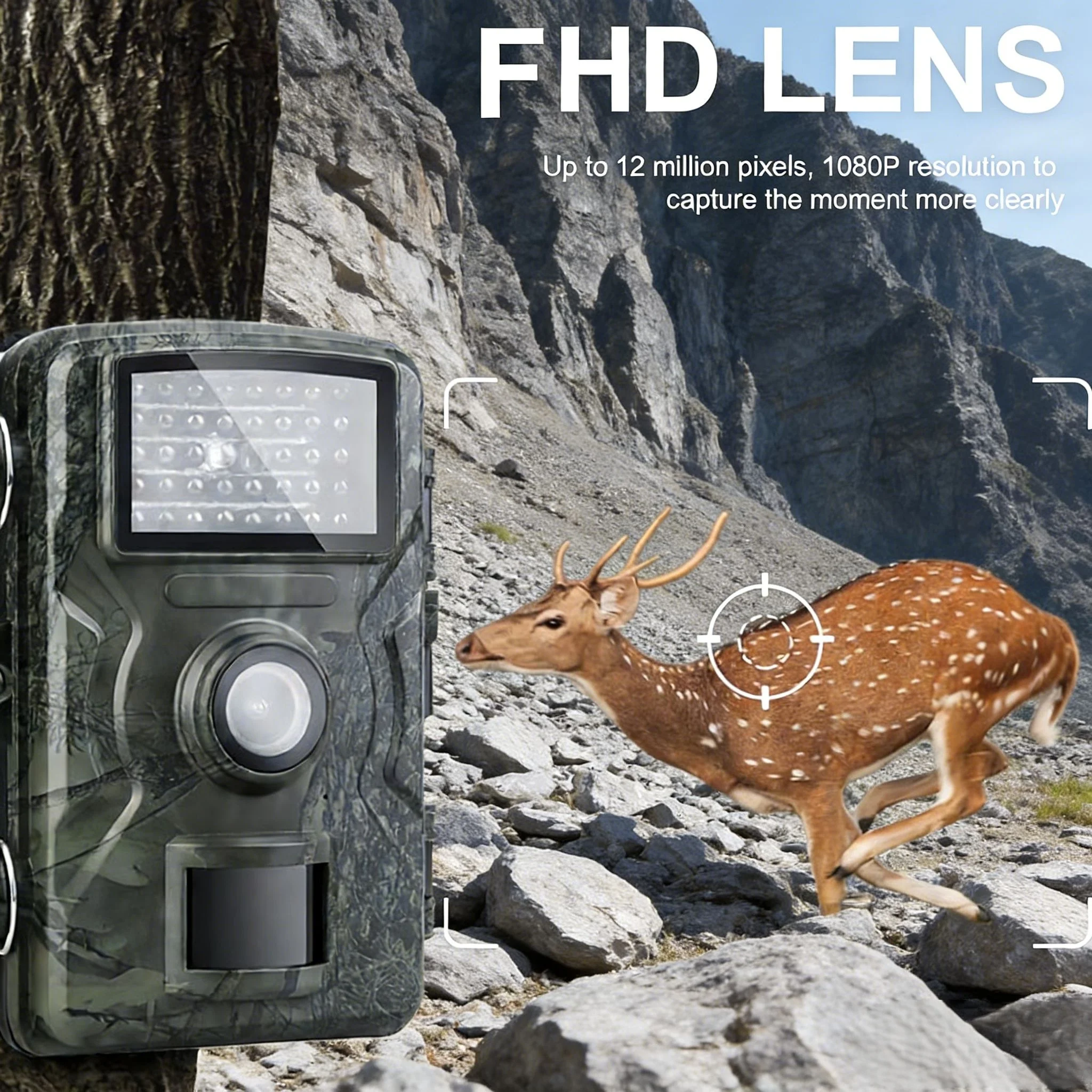 Caméra de chasse 1080P avec vision nocturne IR et détection de mouvement - Pistage animalier extérieur
