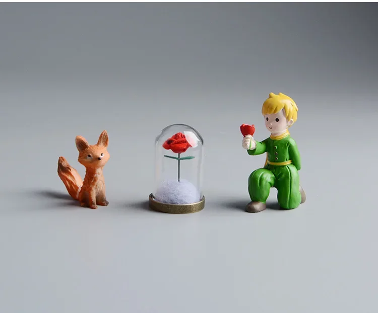 The Little Prince Miniatures Cartoon Little Fox Resin Toys Rose B612 Model Desktop Decoration Handicraft Figurine Art Doll miniature figurines,3d printed toy