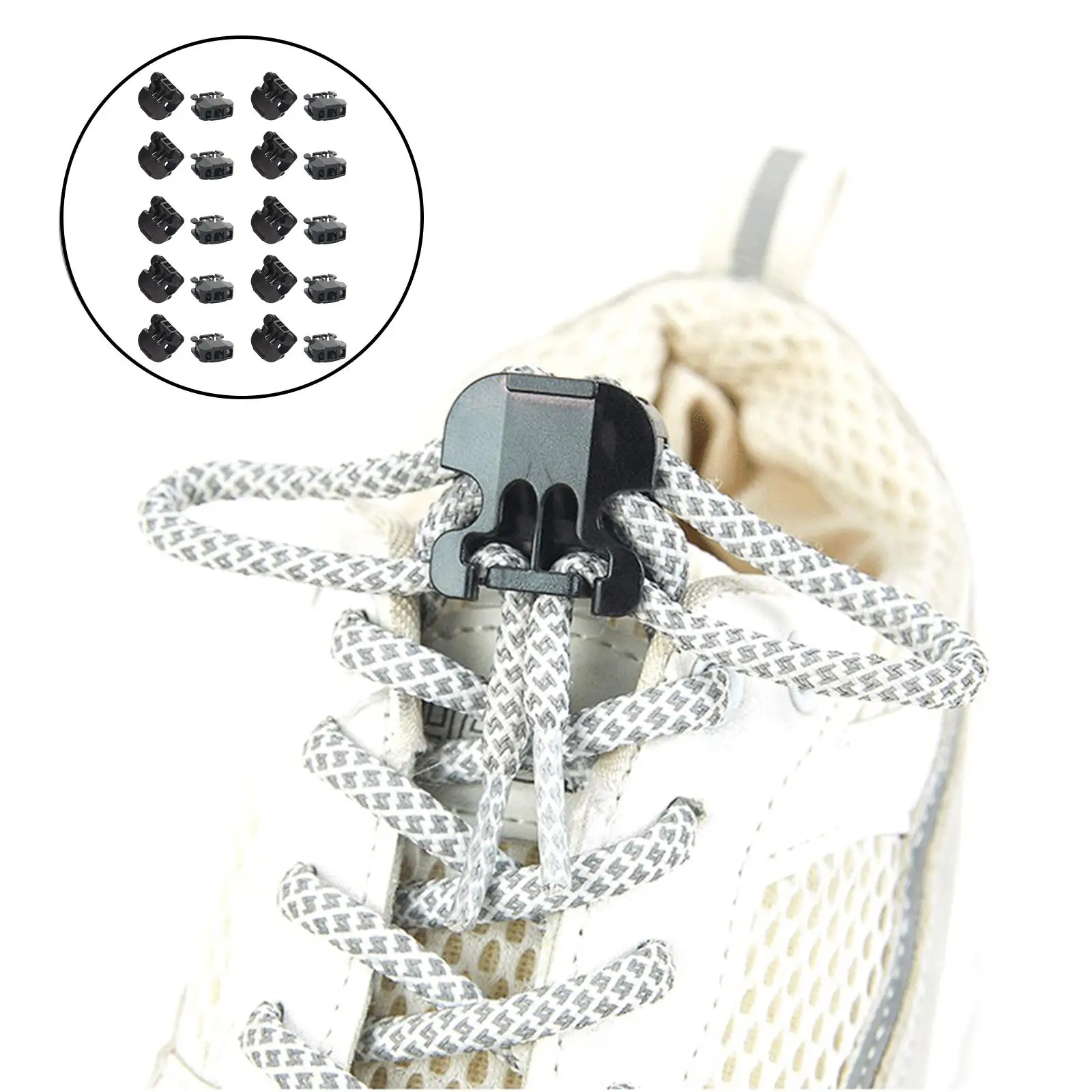 20pcs Quick Shoelace Lock Shoe Strings Cord Fastener Buckle Locks ...