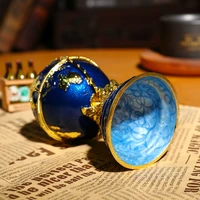SHINNYGIFTS Blue Global Vintage Creative Trinket Box With Boat Metal Figurine for Home Decor Easter Gifts for Family 2