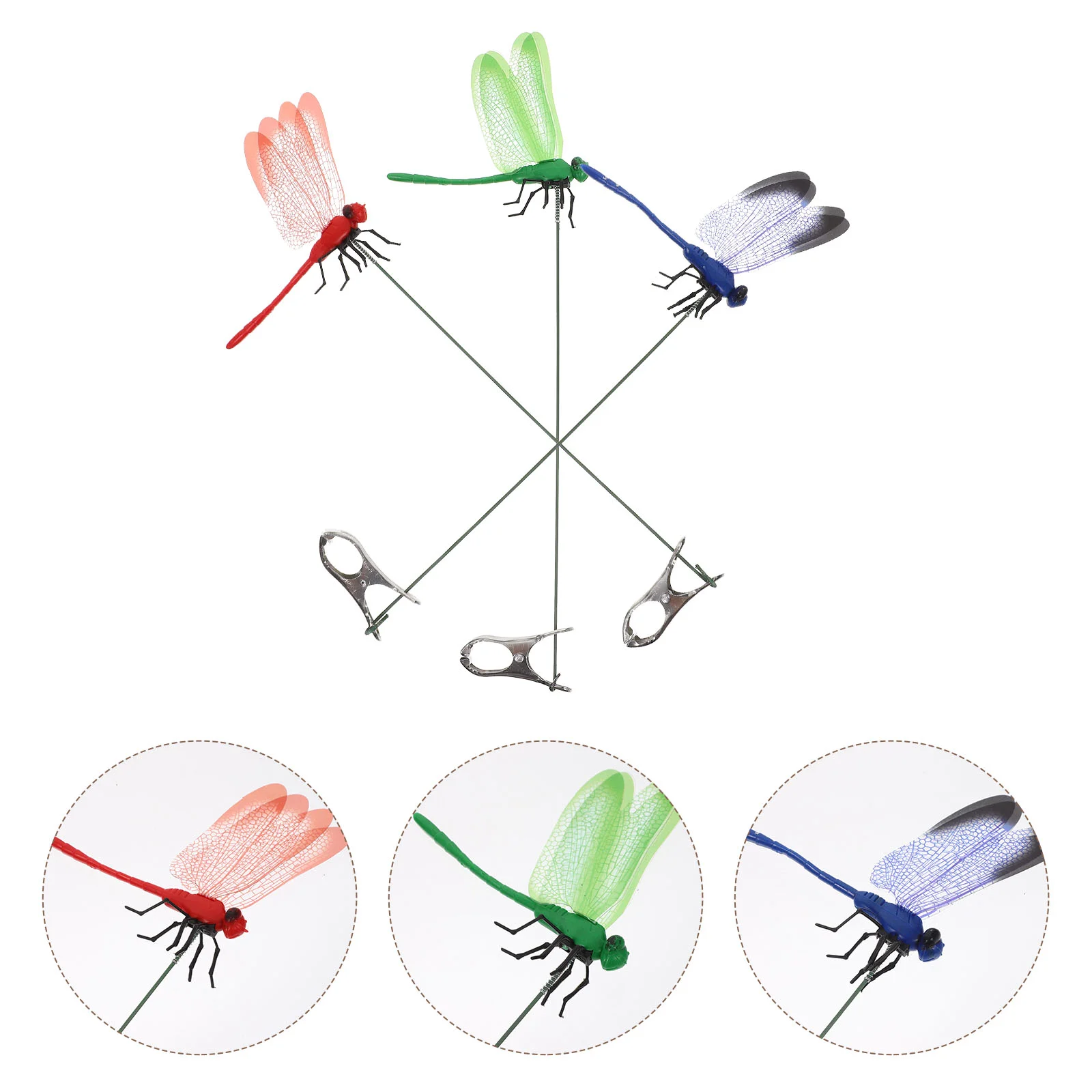 

3 Pcs Simulation Dragonfly Clip Bug Deterrent Decorative Garden Clips Charm Set