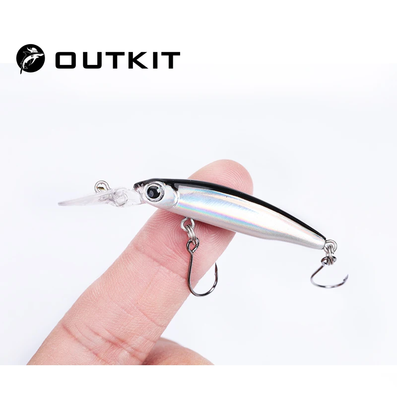 OUTKIT Mini Sinking Minnow Lure Longtongue Plate 1,8 g/40 mm Minnow Angelköder mit Einzelhaken Laserbeschichtung Forellenköder – Detail 1