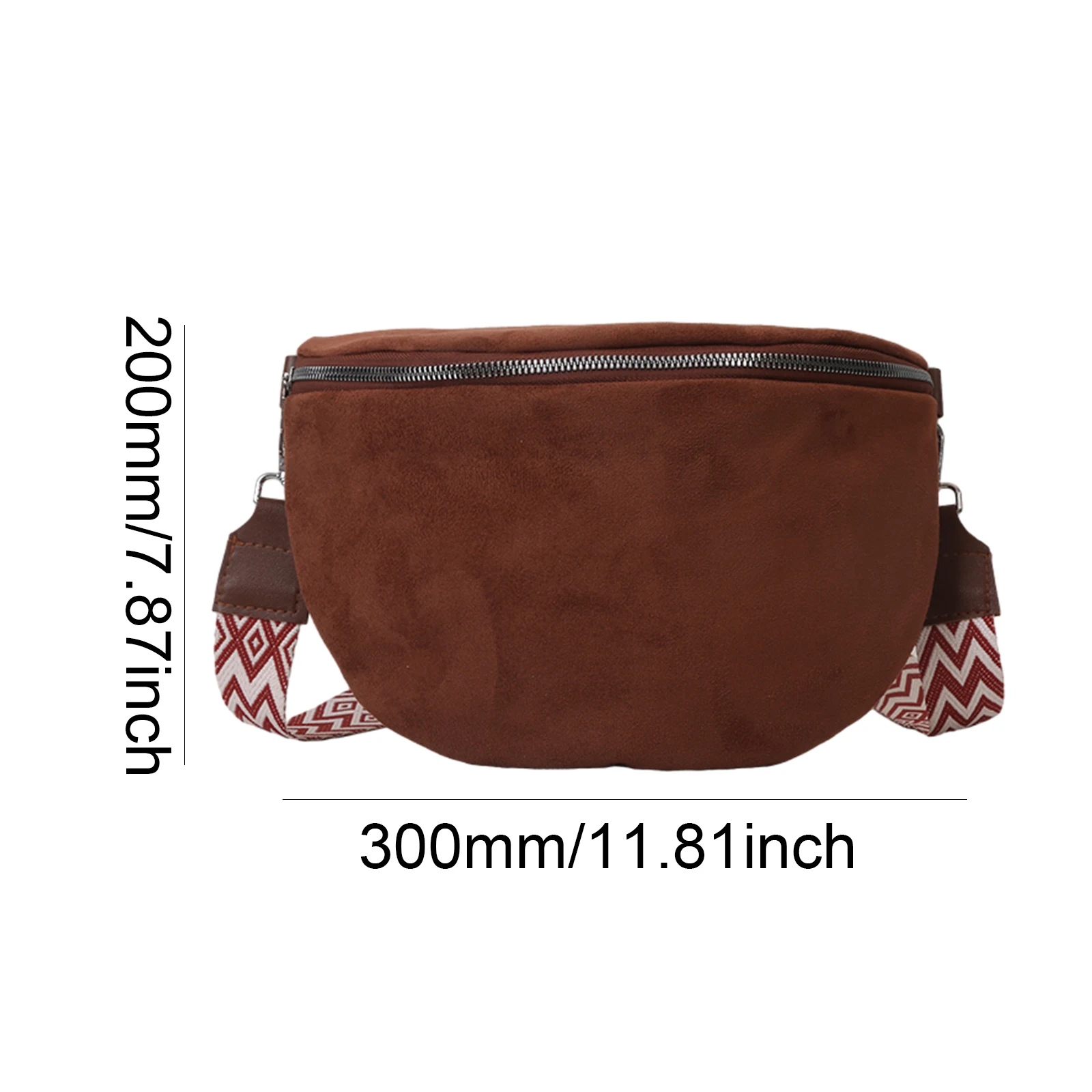 Women Casual Chest Pack Suede Solid Color Sling Shoulder Bag Vintage Waist Bag Wide Strap Autumn Winter Commute Crossbody Bags