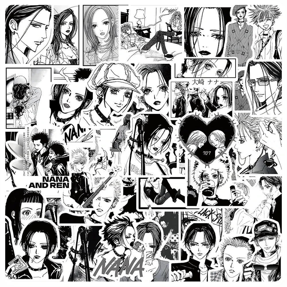 

10/30/60pcs Cool Anime Black Whith NANA Stickers Graffiti Decals Phone Laptop Luggage Motorcycle Waterproof Sticker Kids Toys